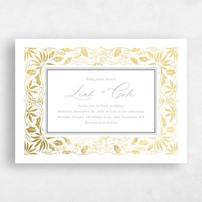 White Wedding Invitation - Onyx Landscape Foil