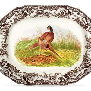 Woodland Octagonal Platter 19 Inch, Pheasant