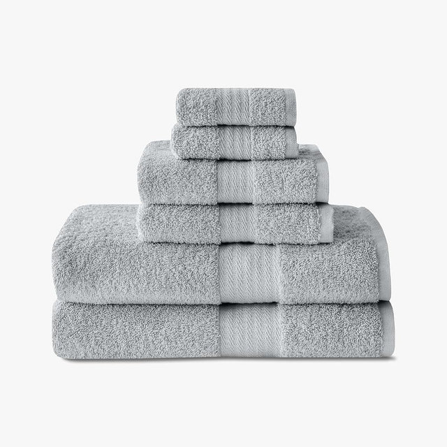 1888 Mills 6 Piece 600 GSM Luxury Towel Set, 2 Bath Towels, 2 Hand Towels and 2 Washcloths, Premium Cotton Blend, Super Soft and Highly Absorbent Towels for Bathroom, Hotels, and Gym, Grey