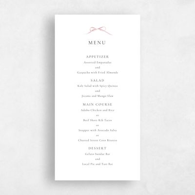 Dusty Pink Wedding Menu - Brunate