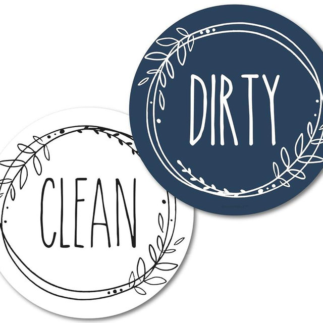 Dishwasher Magnet Clean Dirty Sign, Double-Sided Clean/Dirty for Stainless Steel Dishwashers, White & Blue Magnetic Home and Kitchen Gadgets