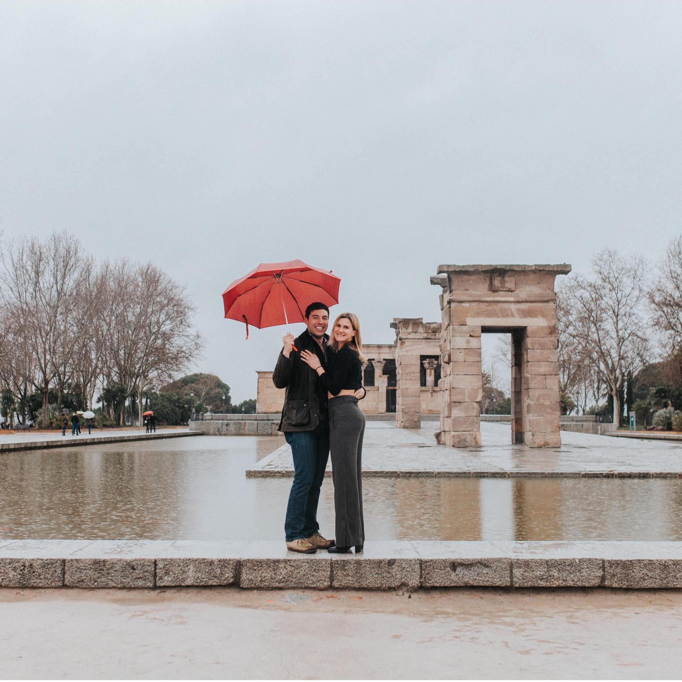 Seconds after the engagement. Temple of Debod, Madrid, Spain. 03/2018