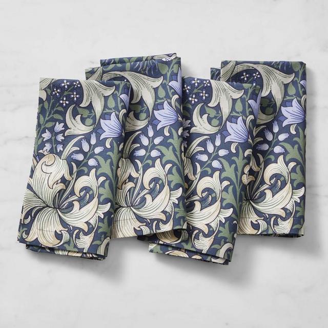 Williams Sonoma x Morris & Co. Golden Lilly Napkins, Set of 4, Blue & Green