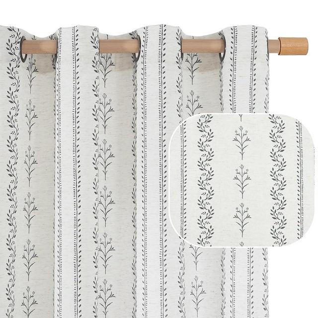 BGment Boho Curtains for Bedroom - Bohemain Grey Semi Sheer Curtains 63 Inch Length Light Filtering Grommet Window Drapes for Farmhouse Living Room, Each 52 Inch Wide, 2 Panels Set