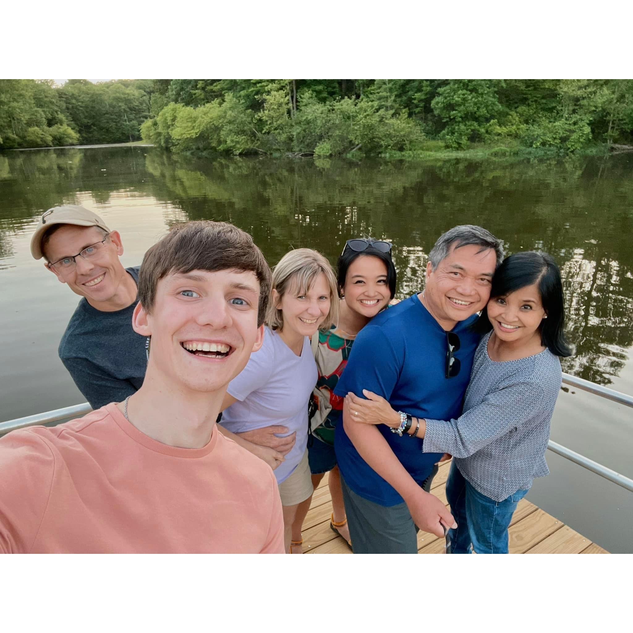 The Kings and Garcias at Lake Ridge Marina in Woodbridge—one of Michelle's favorite hometown spots.