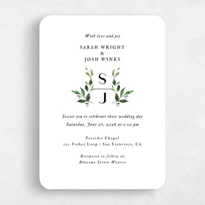 White Rounded Wedding Invitation - Madilou Portrait