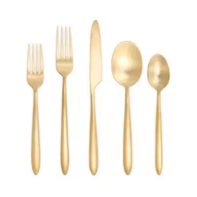 Fortessa® Velo 20-Piece Stainless Steel Flatware Set with Gold Finish