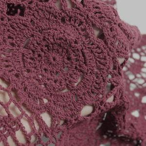 KEPSWET 100% Cotton Handmade Crochet Lace Oval Table Runner Wine Red 12x36 Inch