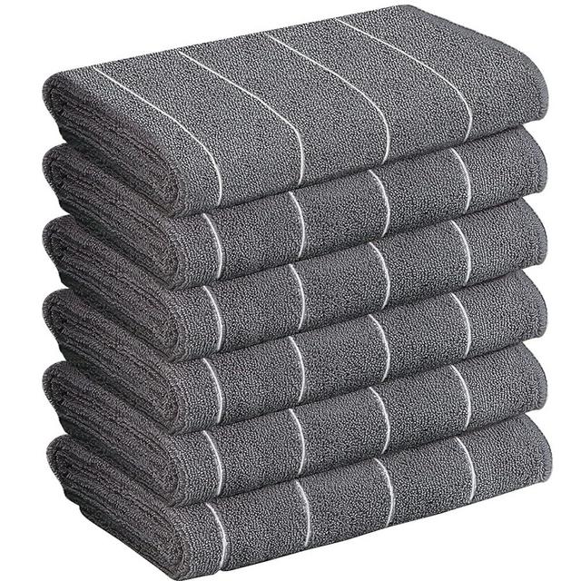 Vnoss 6 Pack Hand Towels – Super Absorbent, Fast Drying, Premium Microfiber Bathroom Towel - Multipurpose for Hotel, Travel, Sports, Spa Hand Towel 16 x 28 Inches - Gray