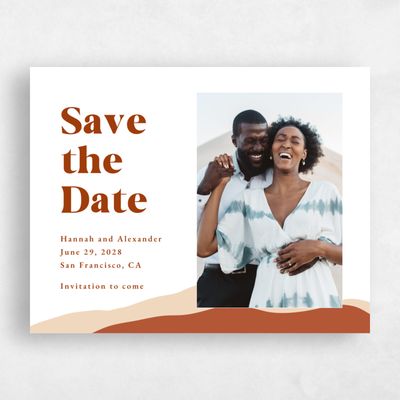 Dark Rust, Orange Wedding Save the Date - Langdon Photo