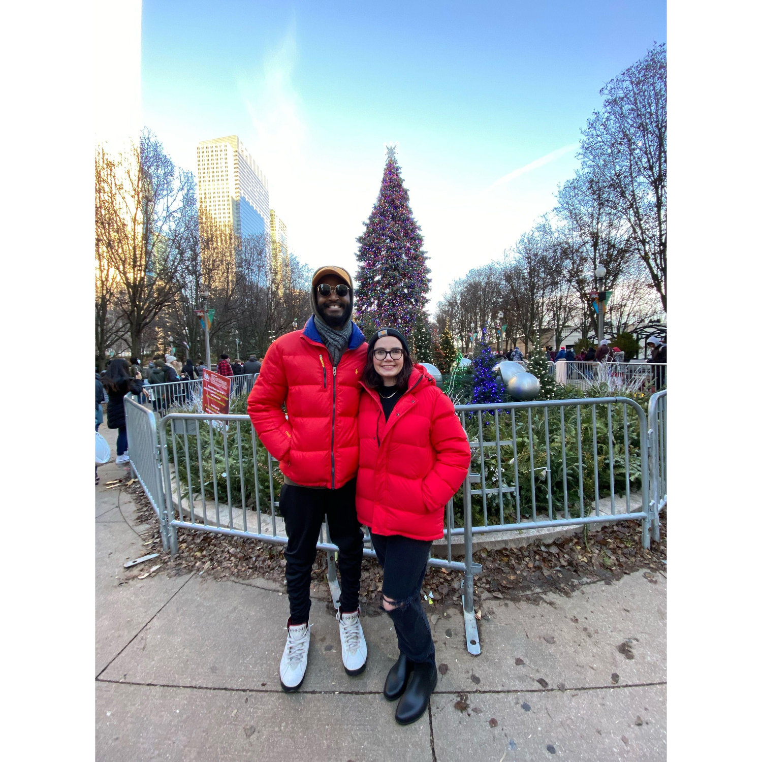 First Christmas in Chicago! We love matching jackets whenever we can!