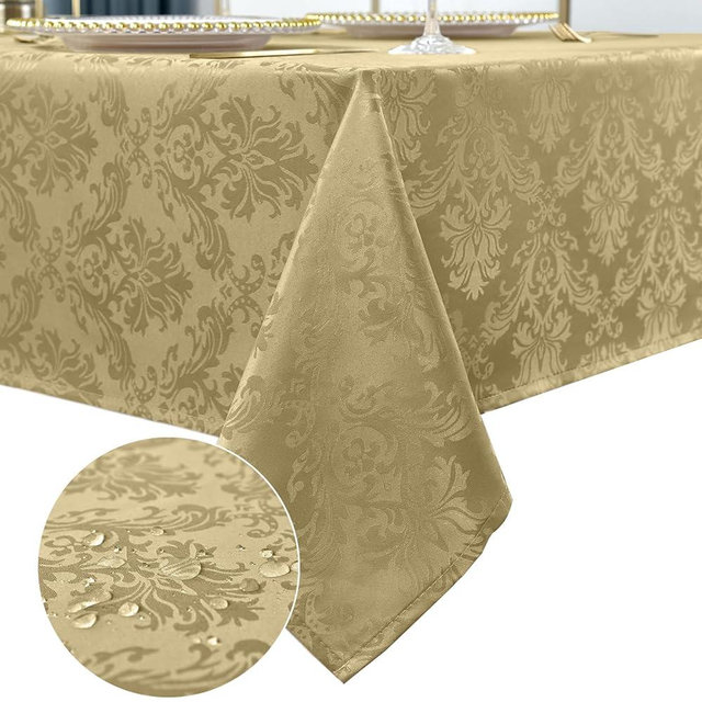 SASTYBALE Rectangle Jacquard Tablecloth - 52 x 70 Inch Spill Proof Wrinkle Resistant Damask Table Cloth, Soft Polyester Oblong Table Cover for Kitchen Parties Farmhouse, Autumn Glow