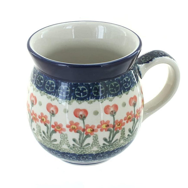 Blue Rose Polish Pottery Peach Posy Bubble Mug