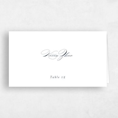 Grayed Navy, White Wedding Place Card - Vienna