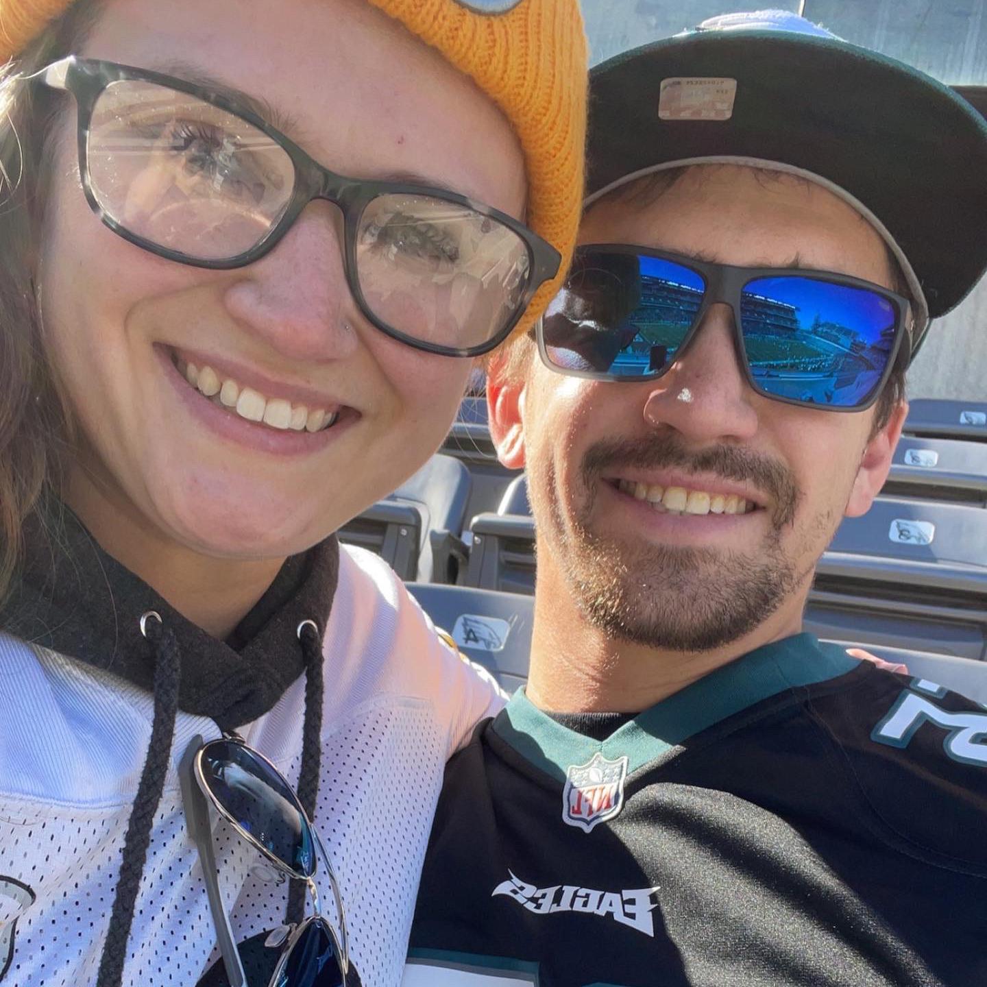 When Sara took Sam to a Steelers vs. Eagles game...unfortunately the Eagles won that game.