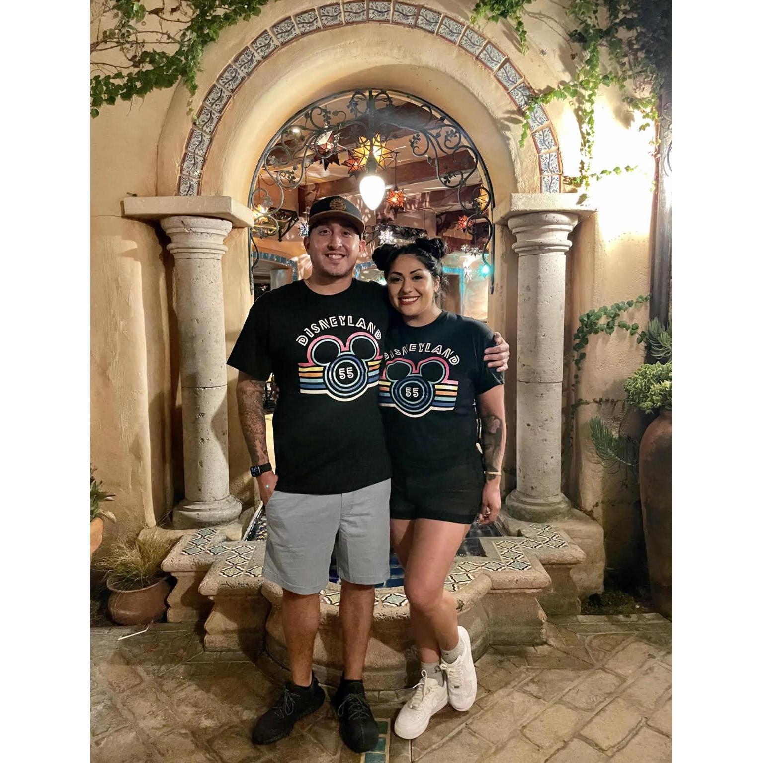 Our first Disney trip! Fun Fact... Mando had my engagement ring in his pocket in this picture
