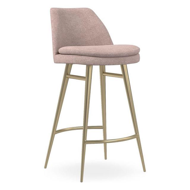 Finley Counter Stool,Distressed Velvet,Mauve,Light Bronze
