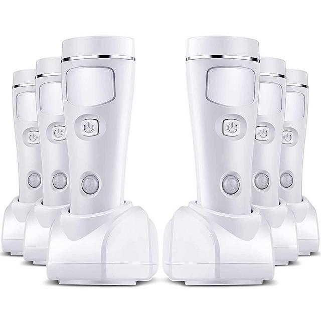 Enhon 4 in 1 LED Rechargeable Plug in Flashlights, 6 Pack LED Emergency Lights for Home Power Failure Emergency, Plug in Power Outage Light, Power Failure Light with Motion Detection