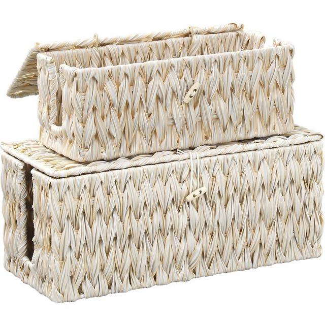 Coeusy Cable Management Box,Boho Decorative Handwoven 2 Open Slots Cord Organizer Hider Box with Lid for TV Wires, Computer, Router, USB Hub and Under Desk Power Strip