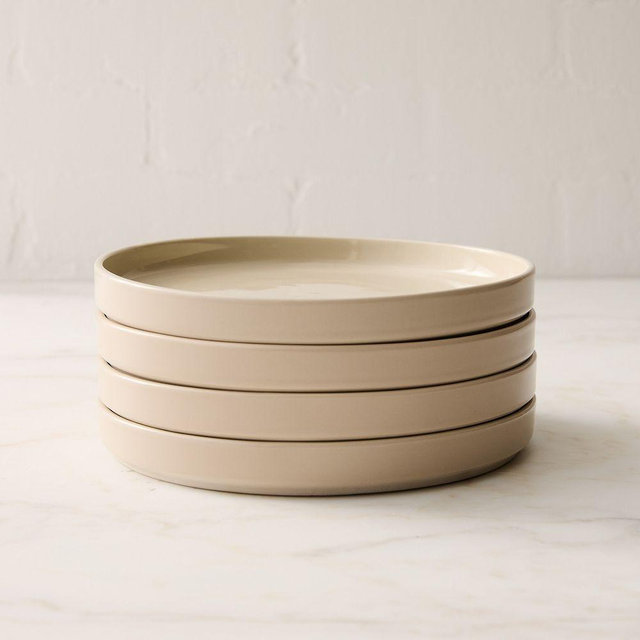 Straight-Sided Stoneware Salad Plate, Almond, Set of 4