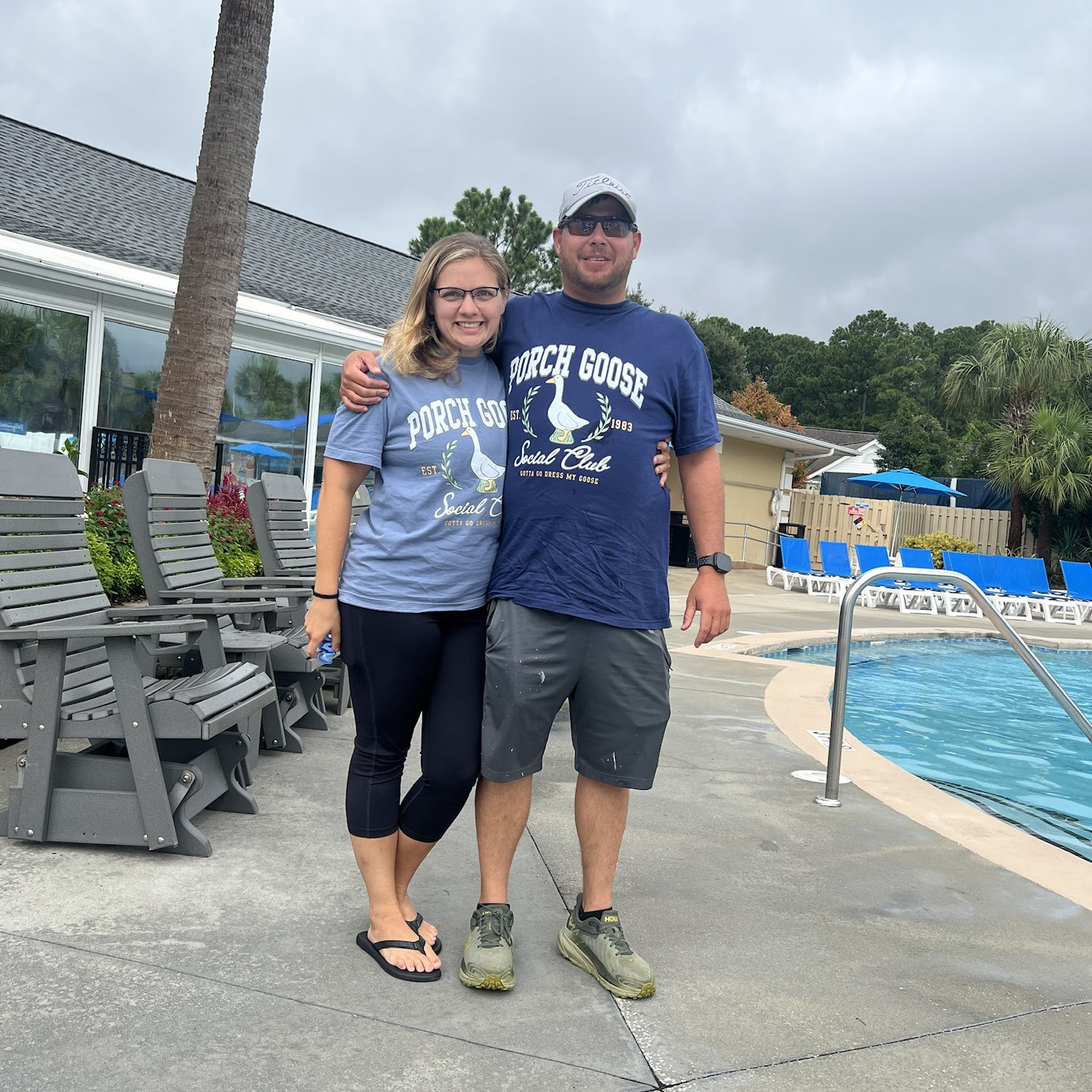 Only the most patient man in the world would wear matching porch goose shirts! 🪿