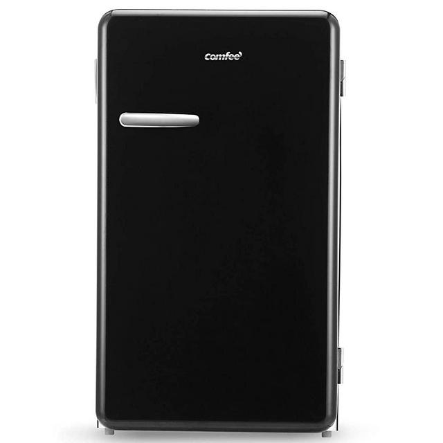 Comfee 3.3 Cubic Feet Solo Series Retro Refrigerator Sleek Appearance HIPS Interior, Energy Saving, Adjustable Legs, Temperature Thermostat Dial, Removable Shelf, Perfect for Home/Dorm/Garage [Black]