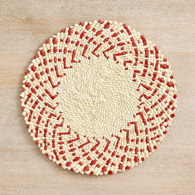 Sawyer Woven Placemats, Set of 4 - Natural/Red