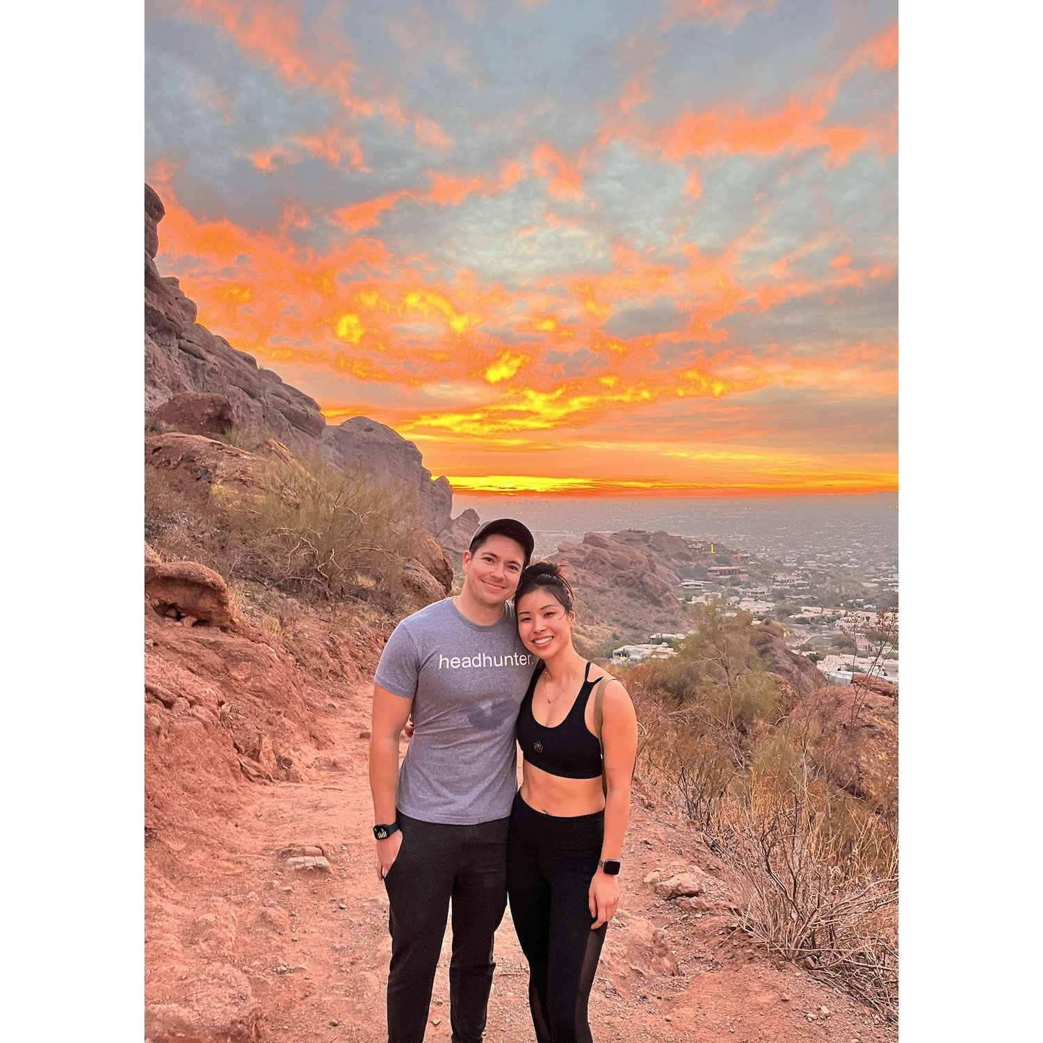 january 2024. a beautiful sunset descending camelback mountain on new years day!