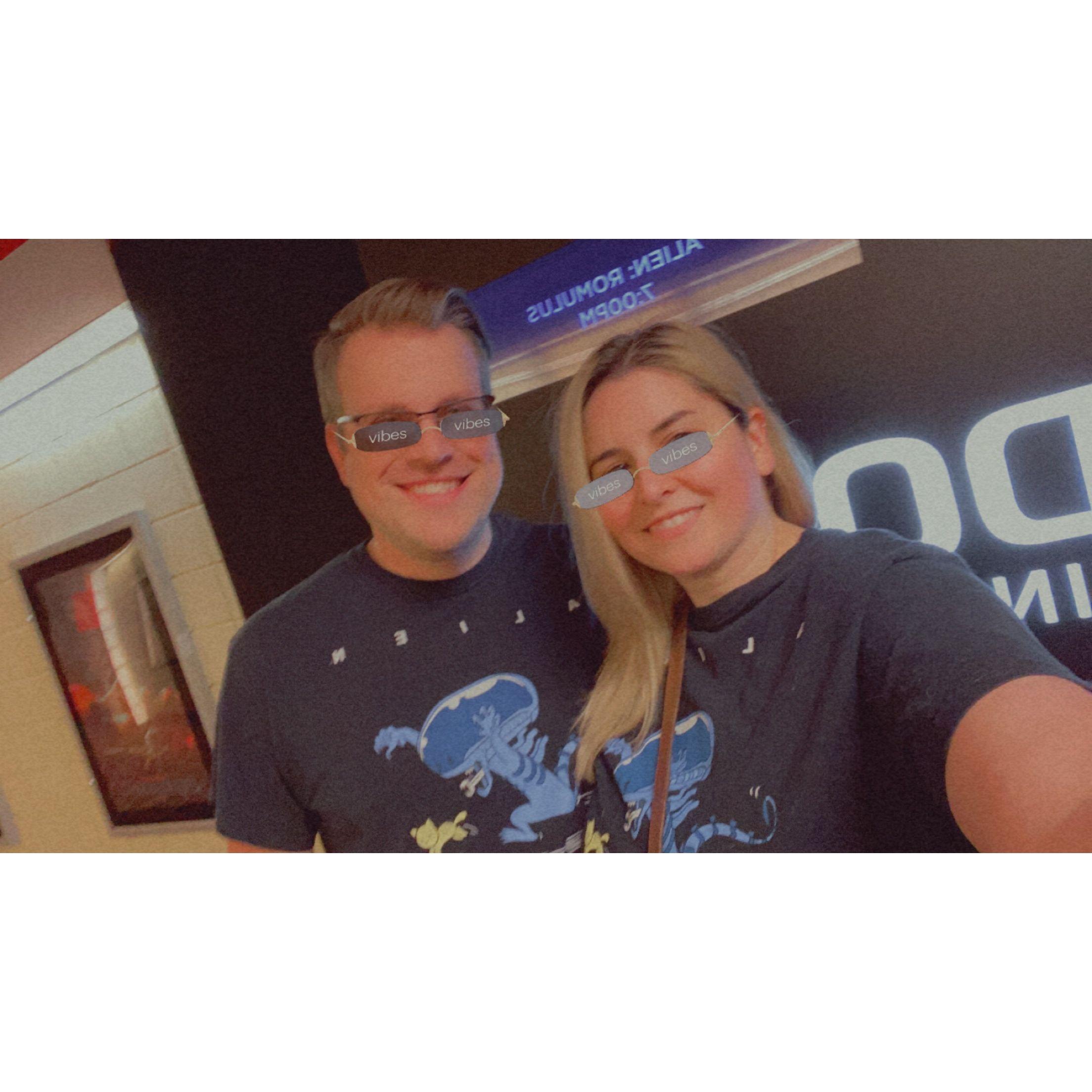 Matching alien shirts to see Alien: Romulus