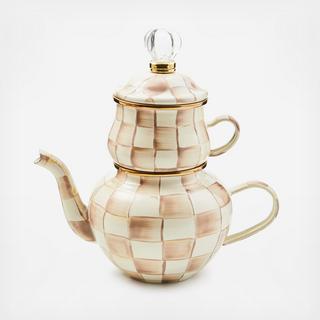 Mocha Check Stainless Steel High Tea