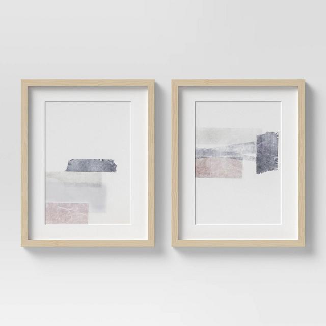 (Set of 2) 16" x 20" Neutral Collage Framed Wall Art - Threshold™