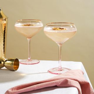 Rose Crystal Coupe Glass, Set of 2