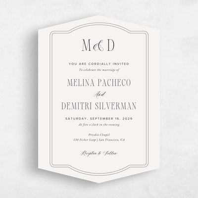 Beige Diamond Wedding Invitation - Ivette Classic