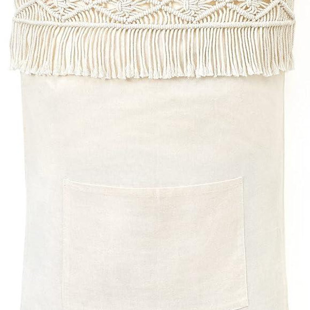 Mkono Macrame Hanging Laundry Hamper Bag Over The Door Organizer Laundry Bag Boho Decor Hanging Clothes Hamper for College Dorm Room Bathroom Home Travel Space Saving