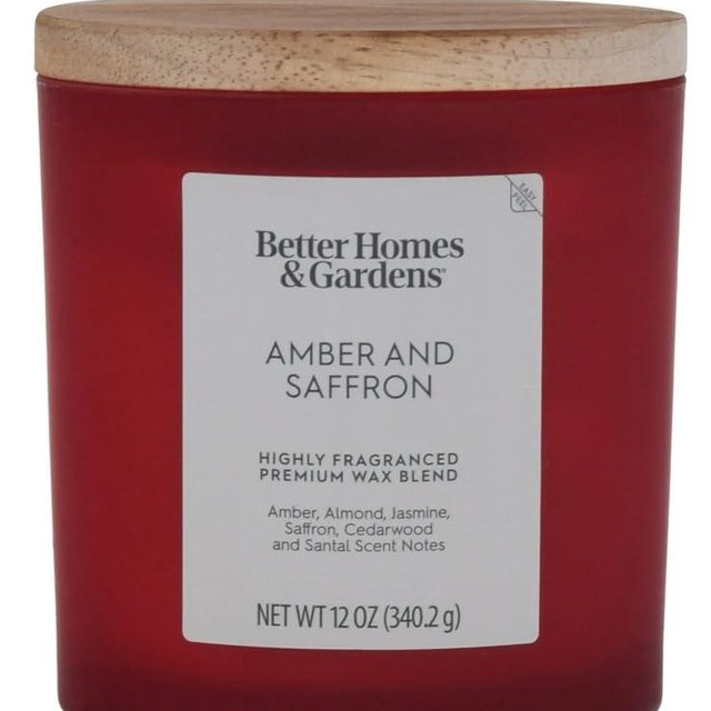 Better Homes & Gardens Amber and Saffron Scented 2-Wick Frosted 12oz Candle (Pack of 1)