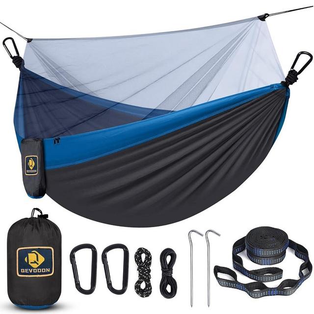 Camping Hammock with Net,Travel Portable Lightweight Hammocks with Tree Straps and Solid D-Shape Carabiners,Parachute Nylon Hammock for Outsides Backpacking Beach Backyard Patio Hiking