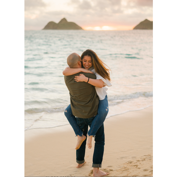 Jumped for joy in his arms after the proposal