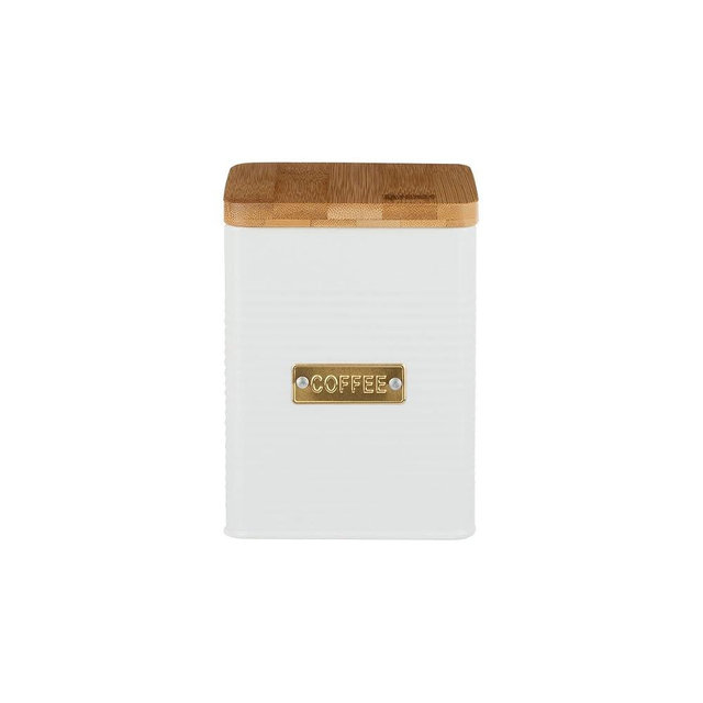 Typhoon Otto Square Canister | White with Wooden Lid - (1.7-Quart Coffee Canister)