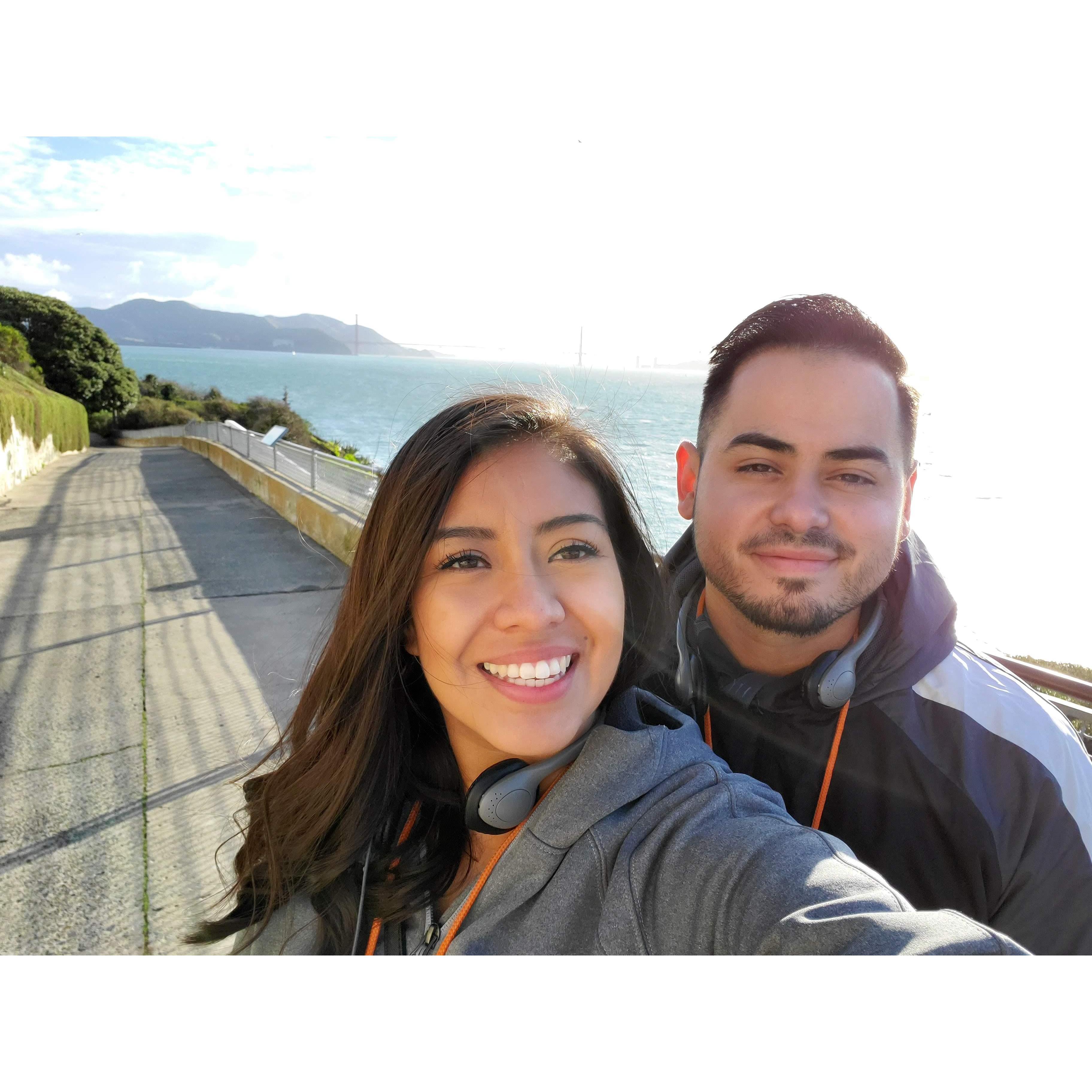 San Francisco Trip 2019-We were standing at Alcatraz and you can see the San Francisco bridge behind us!