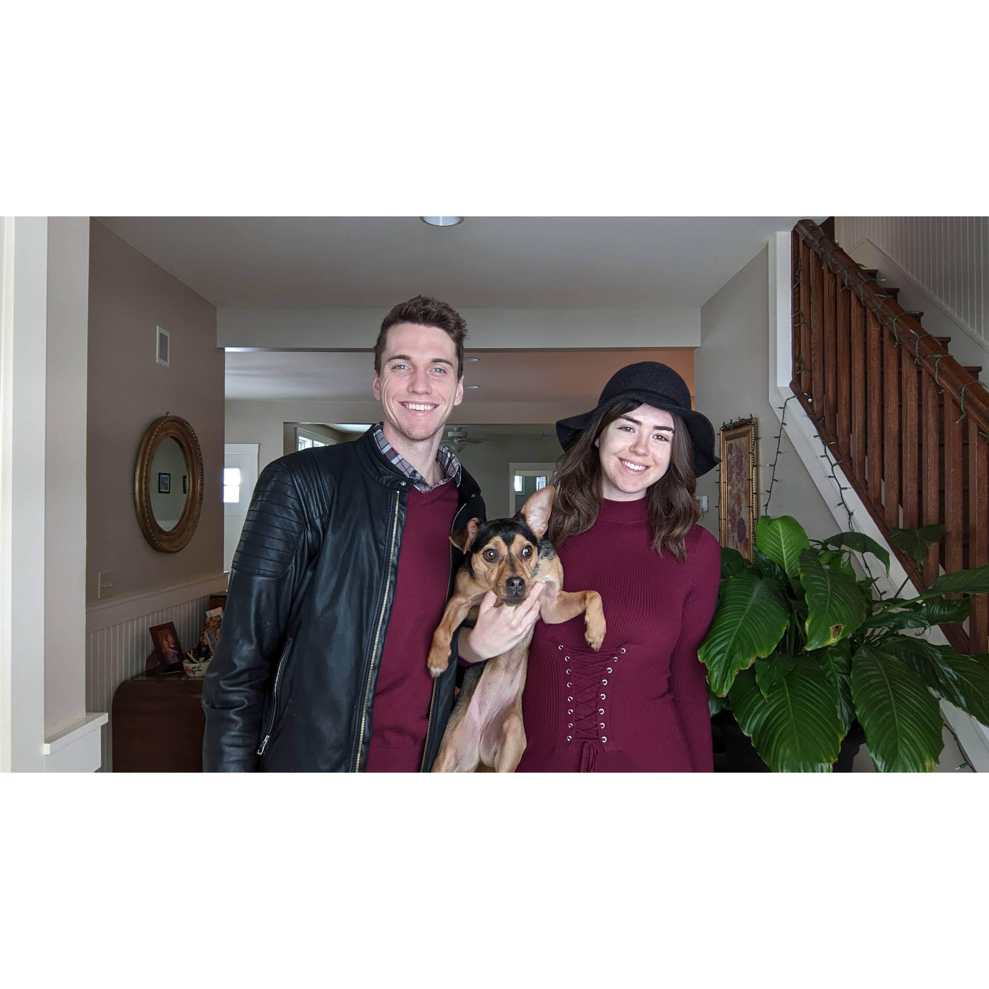 Right before our engagement photos with our favorite Mutt