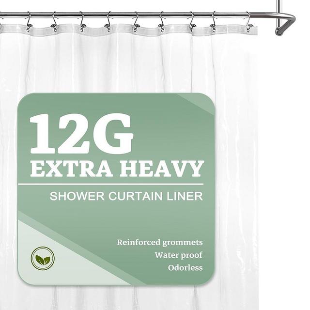 Barossa Design Extra Heavy Duty Shower Curtain Liner 12G Thick EVA -Soft Plastic Shower Liner Waterproof with Grommets & 3 Magnets, Clear, 72"x72"