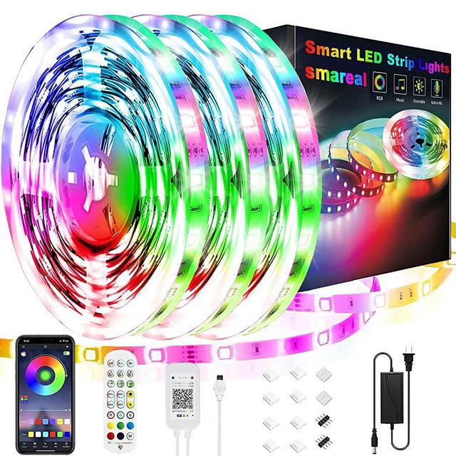 50ft Led Strip Lights, smareal Led Lights Strip Music Sync Color Changing Led Strip Lights App Control and Remote Led Lights for Bedroom Party Home Decoration(3 Rolls of 16.4ft)