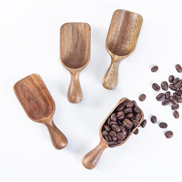 Wooden Scoops for Canisters 4PCS Acacia Wooden Scoop for Jars Mini Measuring Spoons for Ground Coffee Scoops Wood Scoops for Seasoning Bath Salt Laundry Detergent Shovel Measuring-Multipurpose