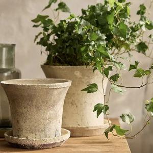 Earth Fired Clay Cylinder Pot + Saucer Set