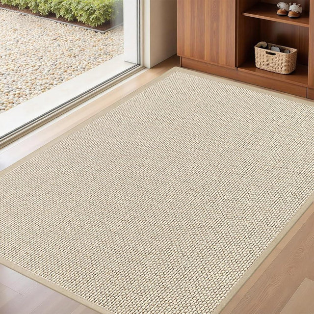 LEKEEPGO Door Mat 32"x47", Non Slip Door Mat Indoor Entrance, Rubber Backing Front Indoor Doormat Washable Absorbent Low-Profile Entryway Entry Resist Dirt Inside Door Mats, Khaki