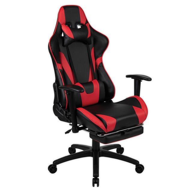 Flash Furniture Reclining Gaming Chair with Footrest in Red