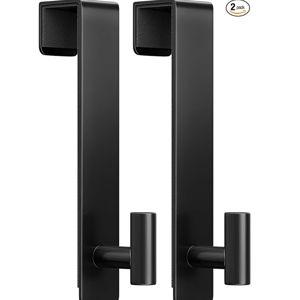 WUIVIUT Extended Over Door Hooks, Heavy-Duty Stainless Steel No-Drill Coat & Towel Hanger (T Shape 2 Pack, Fits 1-3/4'' Thick)