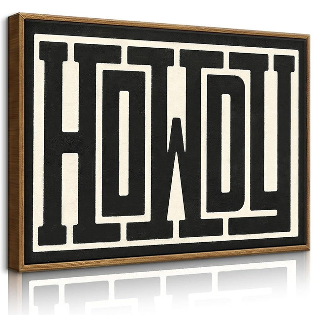 QIYFFBN Framed Funky Western Wall Decor Black and White Howdy Wall Art Big Texas Modern Canvas Picture Southwestern Country Ranch Sign Print Trendy Cowgirl Cowboy Farmhouse Art(24x36in Framed)