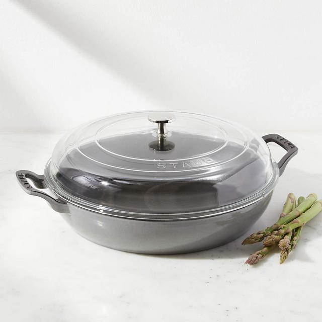 Staub Enameled Cast Iron, 3.5-Qt Graphite Braiser with Glass Lid