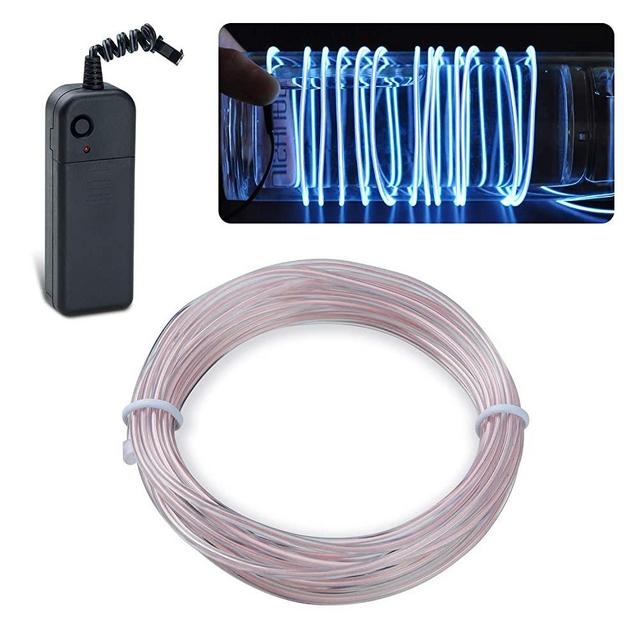 EL Wire Lychee Neon Glowing Strobing Electroluminescent Light El Wire for Parties, Halloween Decoration (White, 15ft)